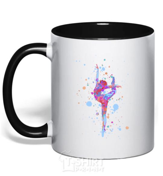 Mug with a colored handle Splash gymnastics black фото