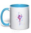 Mug with a colored handle Splash gymnastics sky-blue фото