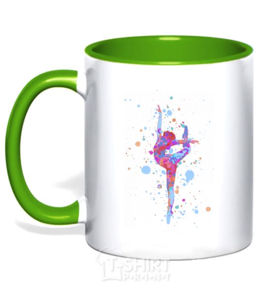 Чашка с цветной ручкой Гимнастика брызги Зеленый фото