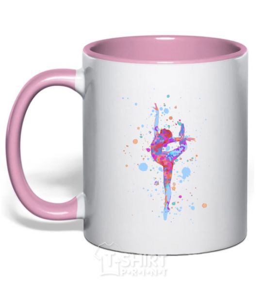 Mug with a colored handle Splash gymnastics light-pink фото