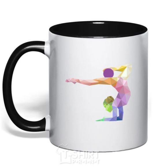 Mug with a colored handle Gymnast geometry black фото