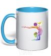 Mug with a colored handle Gymnast geometry sky-blue фото