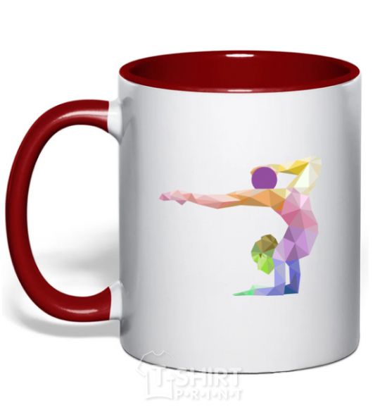 Mug with a colored handle Gymnast geometry red фото