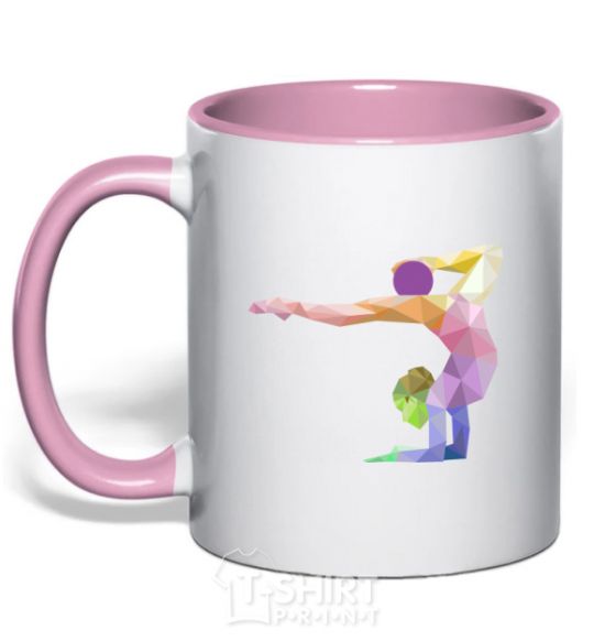 Mug with a colored handle Gymnast geometry light-pink фото