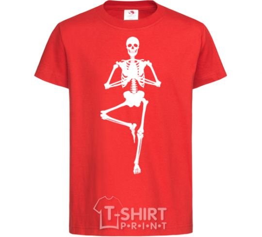 Детская футболка Скелет йога Красный фото