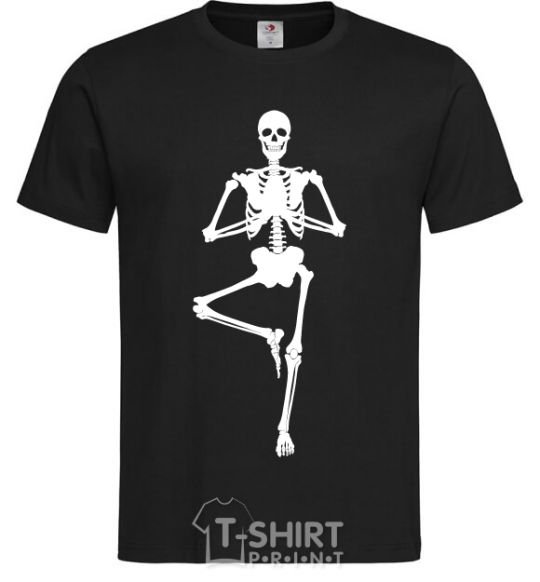 Мужская футболка Скелет йога Черный фото