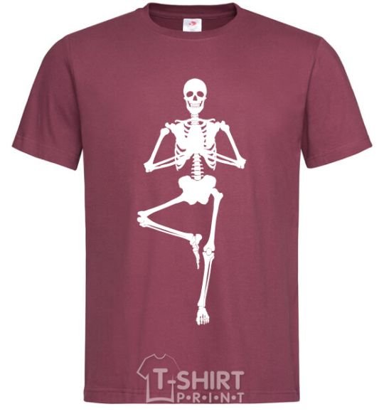 Мужская футболка Скелет йога Бордовый фото