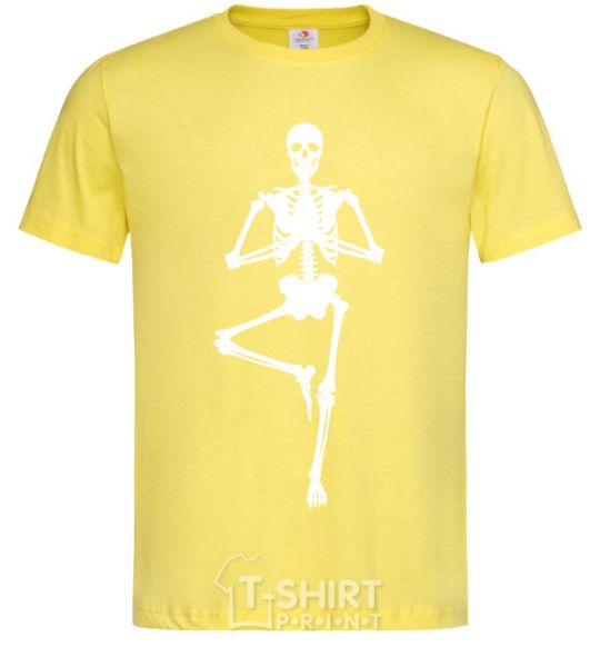 Мужская футболка Скелет йога Лимонный фото