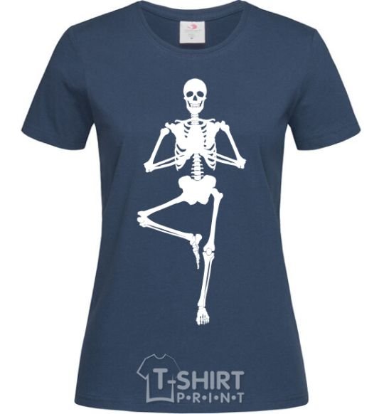 Women's T-shirt Скелет йога navy-blue фото