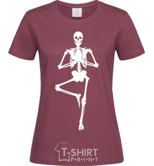 Women's T-shirt Скелет йога burgundy фото