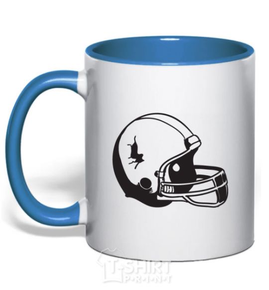 Mug with a colored handle A helmet with a crack royal-blue фото