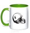 Mug with a colored handle A helmet with a crack kelly-green фото