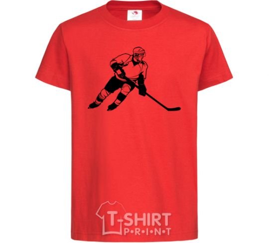 Детская футболка Хоккеист Красный фото