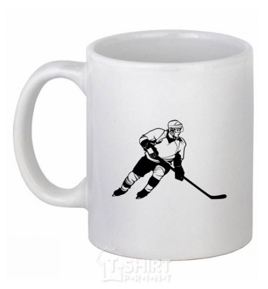Ceramic mug Hockey player White фото