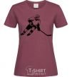 Women's T-shirt Hockey player burgundy фото