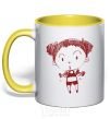 Mug with a colored handle Sportswoman yellow фото