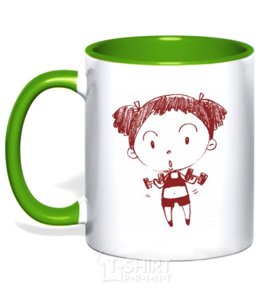 Mug with a colored handle Sportswoman kelly-green фото