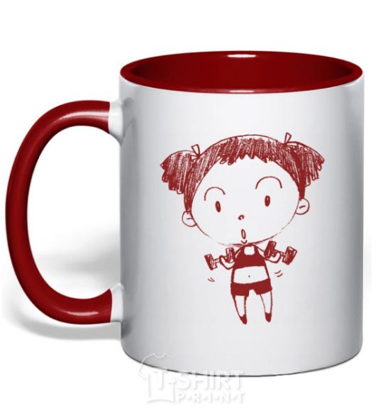 Mug with a colored handle Sportswoman red фото