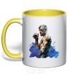 Mug with a colored handle Conor McGregor yellow фото