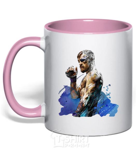 Mug with a colored handle Conor McGregor light-pink фото