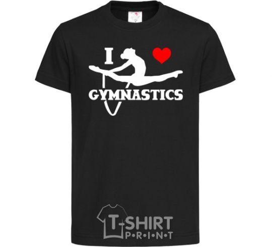Детская футболка I love gymnastic Черный фото