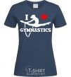 Women's T-shirt I love gymnastic navy-blue фото