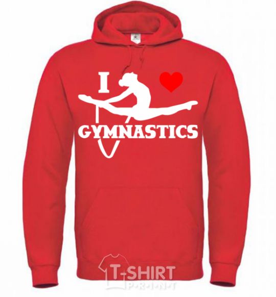 Men`s hoodie I love gymnastic bright-red фото