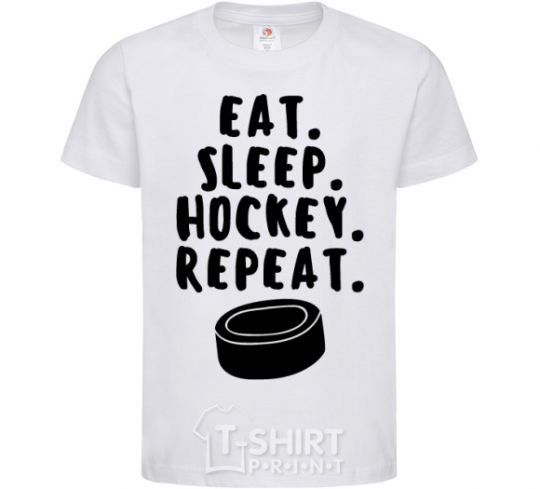 Kids T-shirt Eat sleep hockey White фото