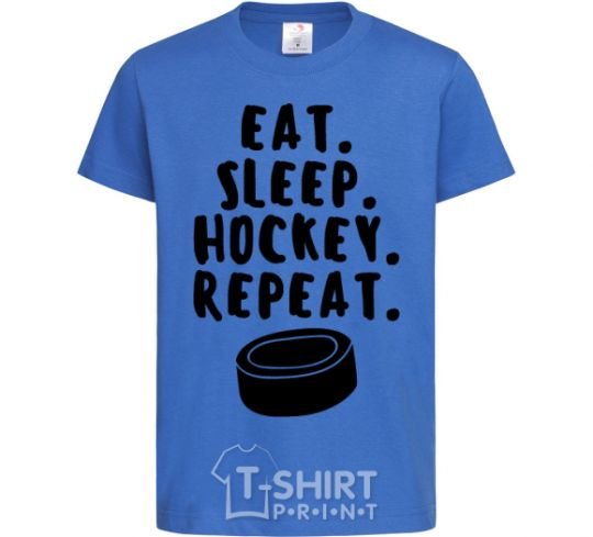 Kids T-shirt Eat sleep hockey royal-blue фото