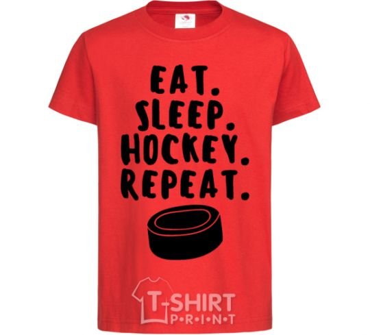 Kids T-shirt Eat sleep hockey red фото