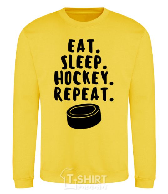 Sweatshirt Eat sleep hockey yellow фото