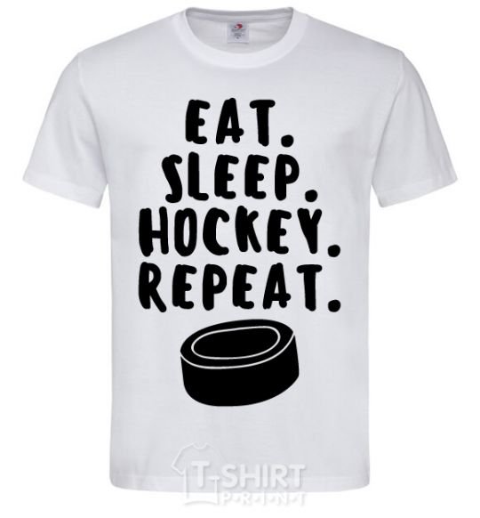 Мужская футболка Eat sleep hockey Белый фото