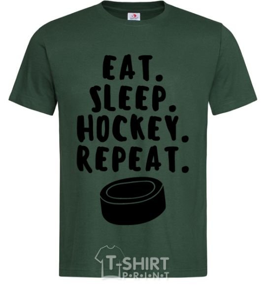 Мужская футболка Eat sleep hockey Темно-зеленый фото
