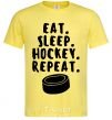Мужская футболка Eat sleep hockey Лимонный фото