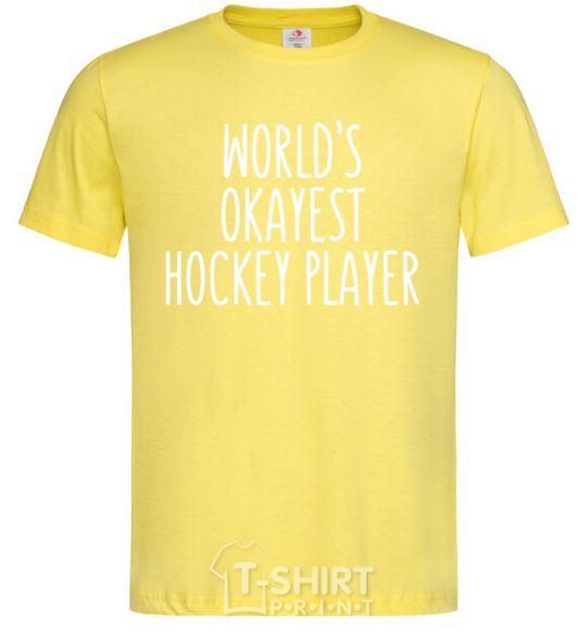 Мужская футболка World's okayest hockey player Лимонный фото