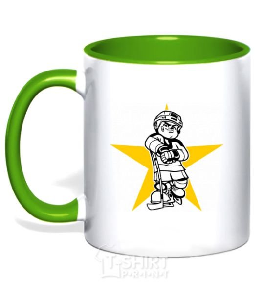Mug with a colored handle Hockey star kelly-green фото