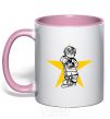 Mug with a colored handle Hockey star light-pink фото