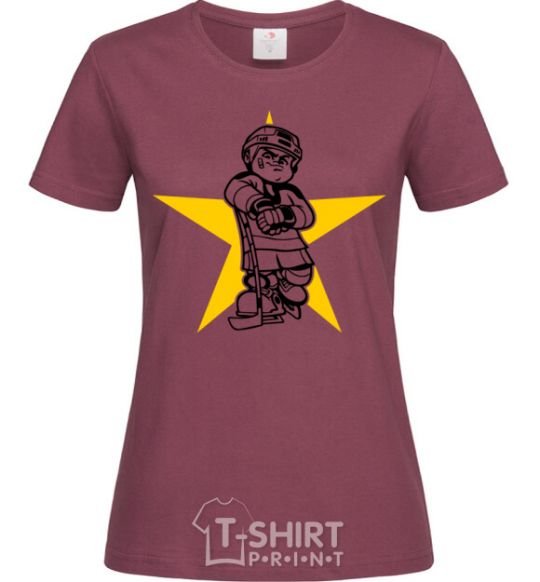 Women's T-shirt Hockey star burgundy фото