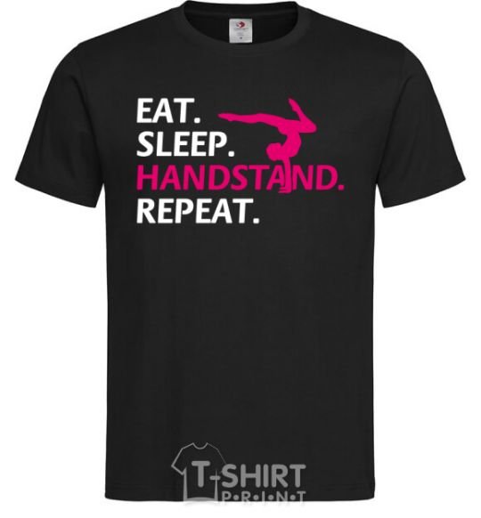 Men's T-Shirt Eat sleep handstand repeat black фото