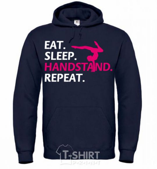 Men`s hoodie Eat sleep handstand repeat navy-blue фото