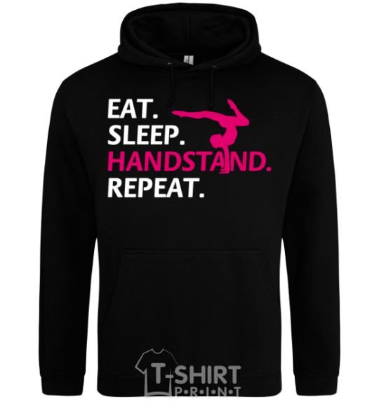 Men`s hoodie Eat sleep handstand repeat black фото