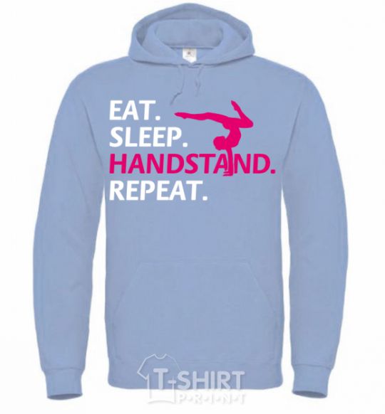 Men`s hoodie Eat sleep handstand repeat sky-blue фото