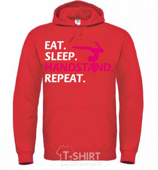 Men`s hoodie Eat sleep handstand repeat bright-red фото