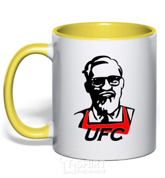 Mug with a colored handle UFC yellow фото