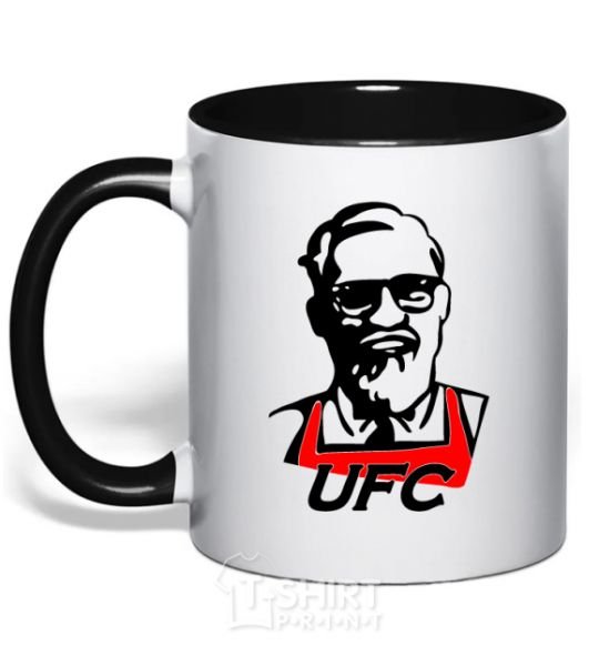 Mug with a colored handle UFC black фото