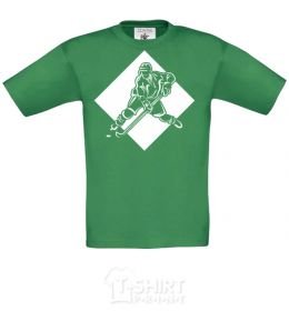 Kids T-shirt A hockey player in a rhombus orchid-green фото