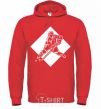 Men`s hoodie A hockey player in a rhombus bright-red фото