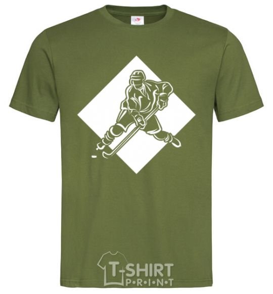 Men's T-Shirt A hockey player in a rhombus millennial-khaki фото