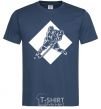 Men's T-Shirt A hockey player in a rhombus navy-blue фото