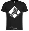 Men's T-Shirt A hockey player in a rhombus black фото